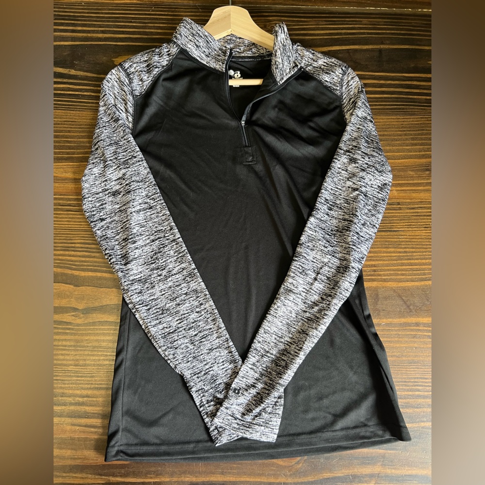 Badger Sport Black and Gray Athletic Top with Quarter Zip